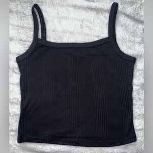 PINK Victoria's Secret Black Ribbed Crop Tank Top
